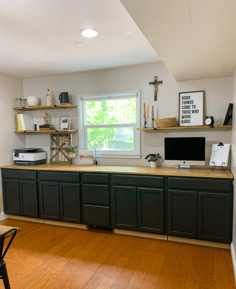 Easy DIY Built-in Cabinets and Shelves Around a Window